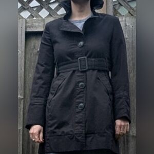 Le Chateau Women's Black Belted Trench Coat
